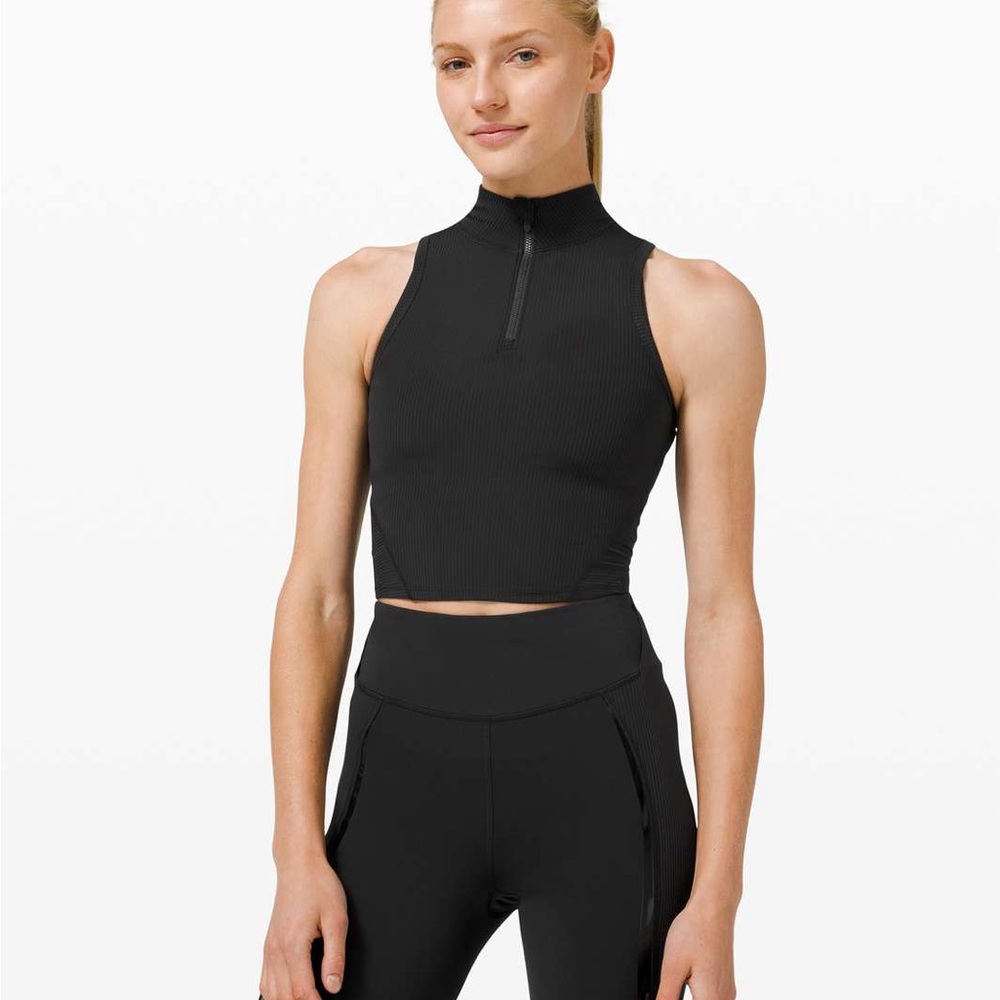 Lululemon Rib Zip Front Crop Tank Top sz M
